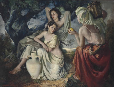 Sample artwork by Francisco Ribera (1907 - 1990), known for female figure painting, nudes - View similar artists and auction records