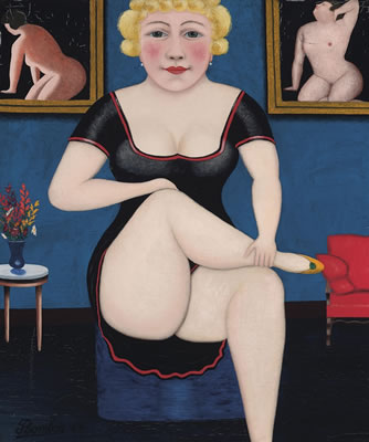 La blonde sur le pouf
