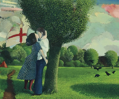 Lovers near Kew Gardens by David Inshaw - Auction record, sale price, and art valuation. Compare with similar artists and explore comparable artworks.