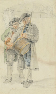 Double portrait of the drummers J.A. Matot and J. Renier, one holding a flute and an umbrella by Jacobus Perkois - Auction record, sale price, and art valuation. Compare with similar artists and explore comparable artworks.