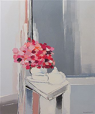 Still Life Vase of Flowers and Teapot