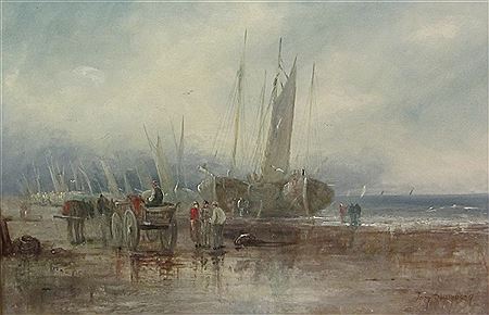 'Early Morn Ayreshire Coast' & 'Evening on the Welsh Coast' - Fishing Boats on the Shoreline (2) by Tom Seymour - Auction record, sale price, and art valuation. Compare with similar artists and explore comparable artworks.