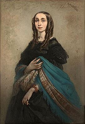 Portait d'élégante au châle. 1857.