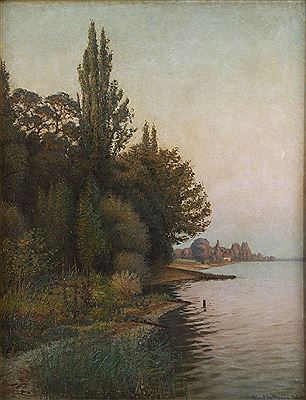 Lake shore, 1895 by Robert Hoffmann - Auction record, sale price, and art valuation. Compare with similar artists and explore comparable artworks.