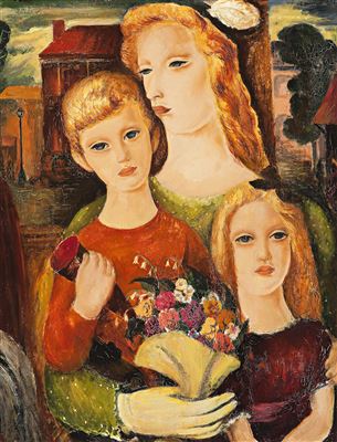 WOMAN AND HER CHILDREN ON A TRAM by Constance Stokes - Auction record, sale price, and art valuation. Compare with similar artists and explore comparable artworks.