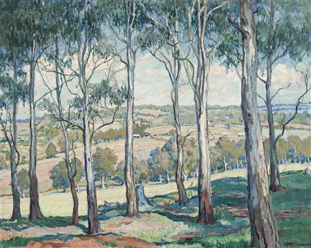 THROUGH THE GUM TREES, TOONGABBIE by Hilda Emma Rix Nicholas - Auction record, sale price, and art valuation. Compare with similar artists and explore comparable artworks.