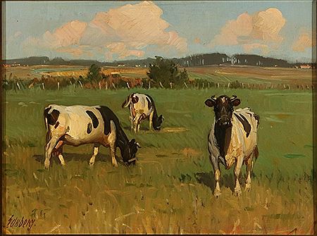 Sample artwork by Knud Erik Edsberg (1911 - 2003), known for portrait, rural genre, landscape painting - View similar artists and auction records