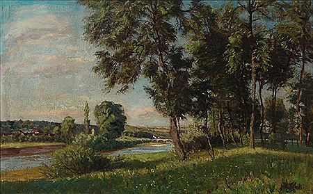 Sample artwork by Hermann Druck (1856 - 1931), known for landscape, genre paintings - View similar artists and auction records