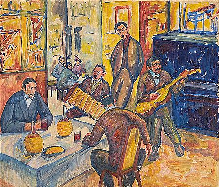 Italienische Taverne (Künstlerkneipe "Lapi" in Florenz mit Max Pechstein links am Tisch) by Alexander Gerbig - Auction record, sale price, and art valuation. Compare with similar artists and explore comparable artworks.