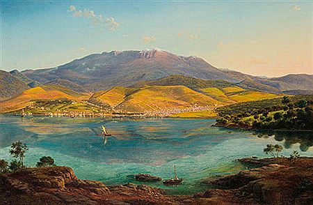 View of Hobart Town, with Mount Wellington in the Background, 1856