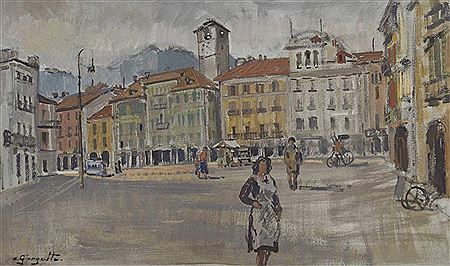 Piazza Grande in Locarno by Angelo Giorgetti - Auction record, sale price, and art valuation. Compare with similar artists and explore comparable artworks.