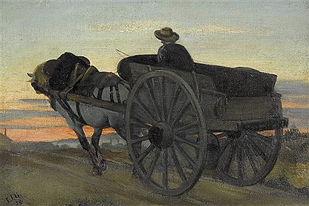 Abendstimmung mit Fuhrwerk
