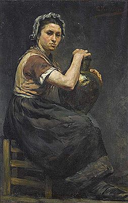 Sitzende Magd mit Krug by Émile Verbrugge - Auction record, sale price, and art valuation. Compare with similar artists and explore comparable artworks.
