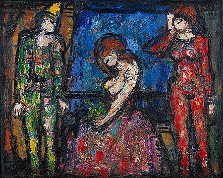Zwei Harlekine mit Dame by Oscar Barblan - Auction record, sale price, and art valuation. Compare with similar artists and explore comparable artworks.