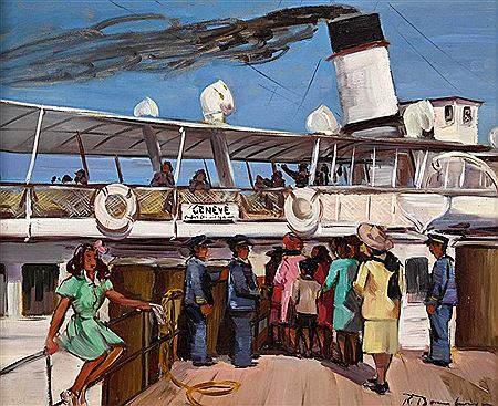 Dampfschiff an der Anlegestelle mit Passagieren by Robert Baumberger - Auction record, sale price, and art valuation. Compare with similar artists and explore comparable artworks.