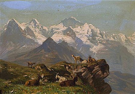 Ziegenherde vor Eiger, Mönch und Jungfrau
