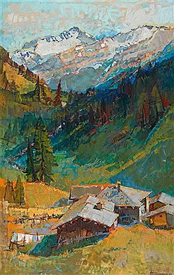 Herbstliches Bergtal mit Weisshorn