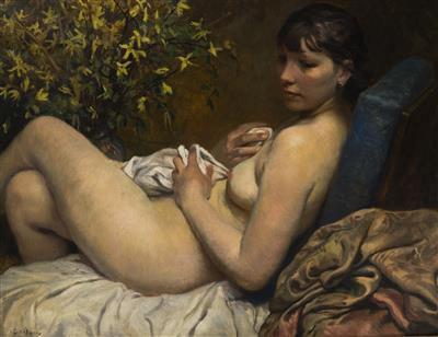 Nude Girl Resting by Vladimir Stribrny - Auction record, sale price, and art valuation. Compare with similar artists and explore comparable artworks.