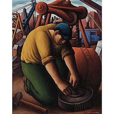 Man and Machine by Paul Meltsner - Auction record, sale price, and art valuation. Compare with similar artists and explore comparable artworks.