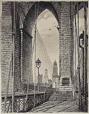HIGH ARCHES, BROOKLYN BRIDGE by Stow Wengenroth - Auction record, sale price, and art valuation. Compare with similar artists and explore comparable artworks.