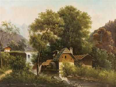 Mühle in Alpenlandschaft by Julius Zopf - Auction record, sale price, and art valuation. Compare with similar artists and explore comparable artworks.