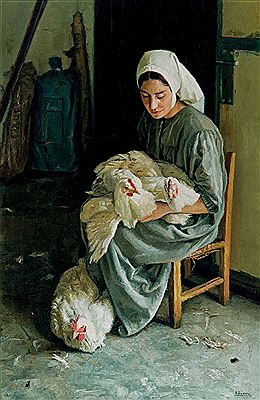 Hermana con las gallinas