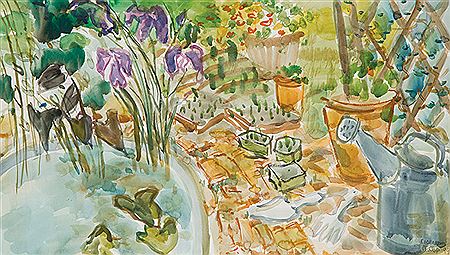 Pond Study with Iris by Richard Chrisp - Auction record, sale price, and art valuation. Compare with similar artists and explore comparable artworks.