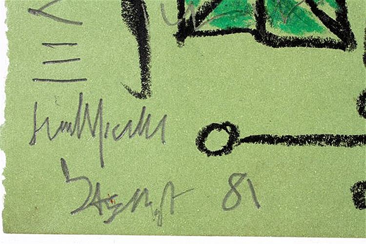 Untitled - auctioned 06/17/2016 - Jean-Michel Basquiat signature example for authentication verification from auction lot 4185309