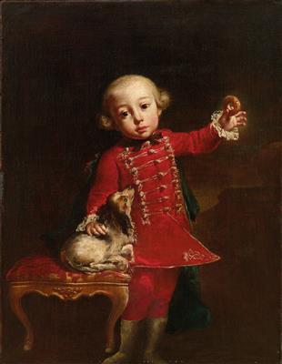 Portrait of a boy with a dog
