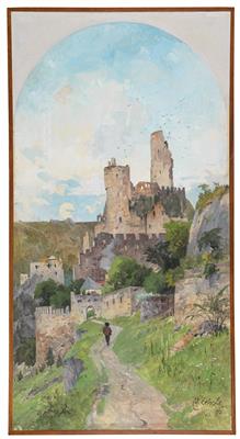 Blick auf die Ruine Dürnstein, signiert, datiert Ed. Zetsche W. (18)93