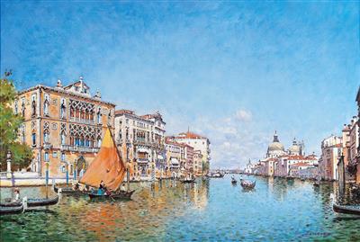 Sample artwork by Joszef Herczeg (Born 1958), known for painting in a style that became popular in the usa after reunification - View similar artists and auction records