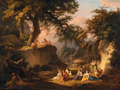 Arcadian scene with music-making Pan