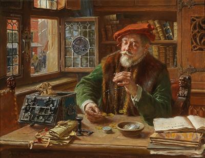 The Money Lender by Max Gaisser - Auction record, sale price, and art valuation. Compare with similar artists and explore comparable artworks.