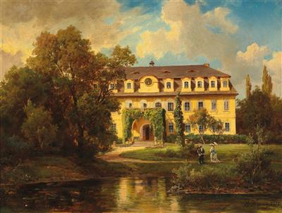 View from a Garden to an Elegant Villa