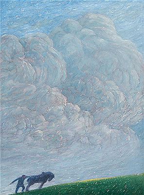 Sample artwork by Jan De Clerck (1881 - 1962), known for abstract symbolic landscapes and seascapes, pointillism - View similar artists and auction records