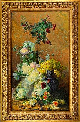 Nature morte aux fleurs (roses, pivoines...)