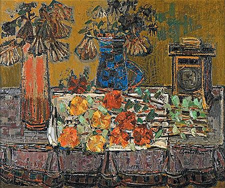 Grande composition aux bouquets de fleurs