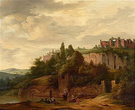 Ruines romaines animées de bergers