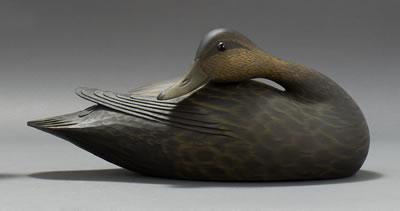BLACK DUCK DECOY by Byron Bruffee - Auction record, sale price, and art valuation. Compare with similar artists and explore comparable artworks.