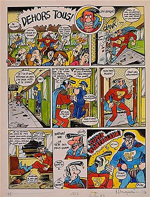 Planche originale de fin d'une aventure de " LUCIEN: Super Loubard dans le métro - mai 1980 dans Métal Hurlant n°51, p.80 puis dans Fluide Glacial d'oct. 2008