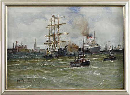 "Belebter Hamburger Hafen"