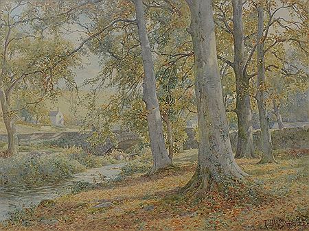 'Sunny September morning, Glan Conway' The painting depicting a wooded landscape before a bridge and river by Ralph William Bardill - Auction record, sale price, and art valuation. Compare with similar artists and explore comparable artworks.