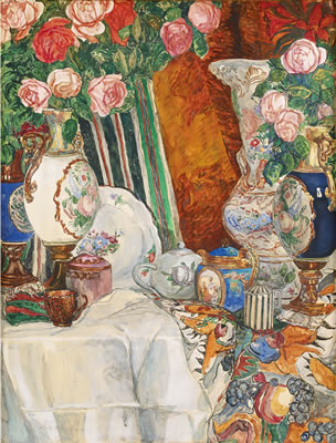 STILL LIFE WITH PORCELAIN VASES AND FLOWERS