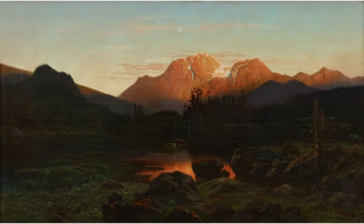 Sample artwork by Jean François Xavier Roffiaen (1820 - 1898), known for alpine landscapes, oil paintings - View similar artists and auction records