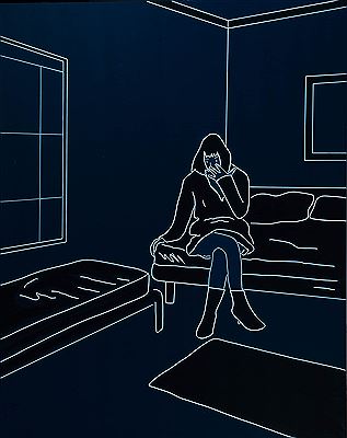 Woman sitting in a bed