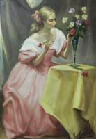 Jeune femme au bouquet