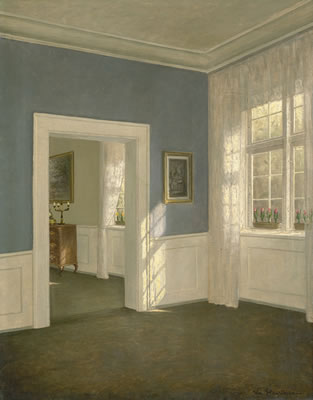 Interieur mit Hyazinten und Tulpen
