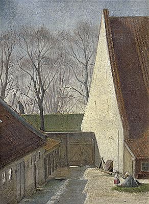 Blick aus dem Dachbodenfesnter des Künstlers auf Frederiksholmskanal in Kopenhagen
