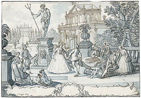 Höfische Gesellschaft in einem Schlossgarten