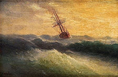 Storm. A Ship at Sea